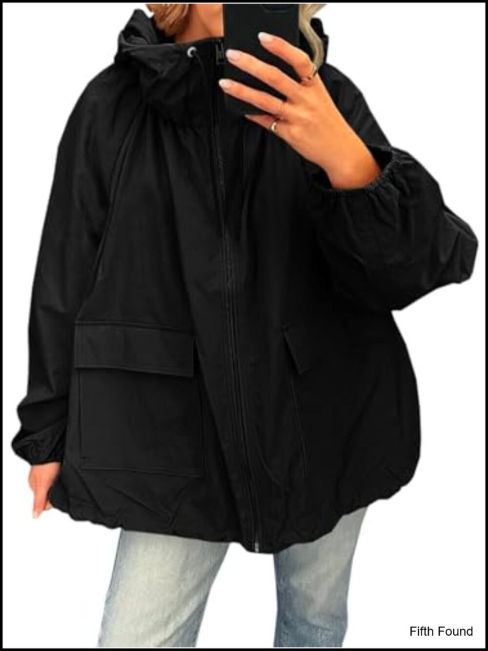 Womens Oversized Lightweight Waterproof Hooded Trench Raincoat Windbreaker